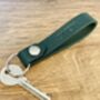 Personalised Racing Green Embossed Leather Keyring, thumbnail 3 of 12