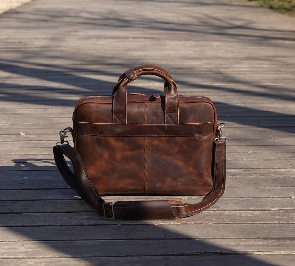 Genuine Leather Laptop Shoulder Bag By EAZO