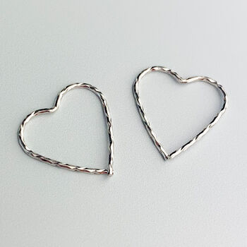 Sterling Silver Heart Shape Hoop Earrings, 2 of 5