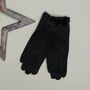 Faux Suede Gloves With Pom Poms In Black, thumbnail 1 of 2