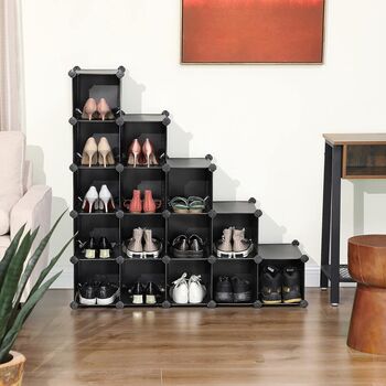 Spacious Interlocking Shoe Rack Storage Organiser Shelves, 5 of 12