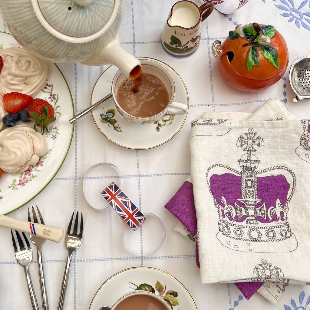 The King's Coronation Crown Linen Lunch Napkins, 1 of 6