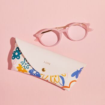 Personalised Leather Glasses Case Playful Floral Print, 3 of 6