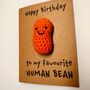 Human Bean Crochet Birthday Card Handmade, thumbnail 6 of 11