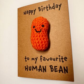Human Bean Crochet Birthday Card Handmade, 6 of 11