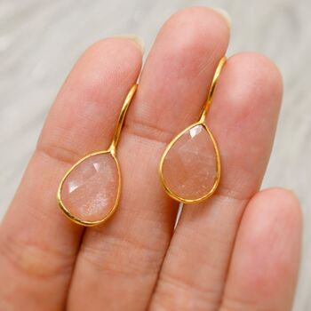 Peach Moonstone Sterling Silver Earrings, 9 of 9