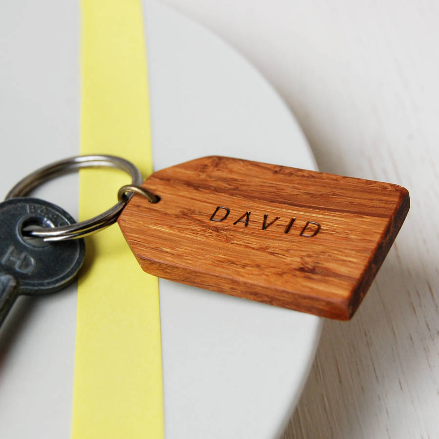 Personalised Wooden Luggage Tag Keyring By Clara and Macy