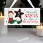Personalised Elf Christmas Chalk Countdown Wooden Hanging Sign, thumbnail 1 of 4
