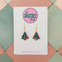 Small Dark Blue, Gold And Pink Glitter Christmas Tree Earrings, thumbnail 1 of 4