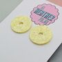 Circle Glitter Resin Earrings / Butter Yellow Earrings / Statement Studs / Modern Statement Fashion Earrings, thumbnail 4 of 9
