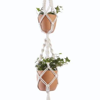 Recycled Macramé Double Plant Hanger, 3 of 4