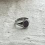 Silver Purple Gemstone Oval Signet Ring For Men / Women, thumbnail 4 of 11