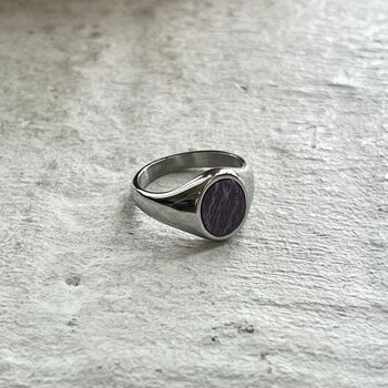 Silver Purple Gemstone Oval Signet Ring For Men / Women, 4 of 11