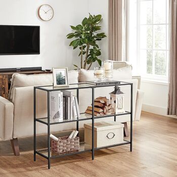 Console Table Coffee Table Tempered Glass Shelves, 2 of 10