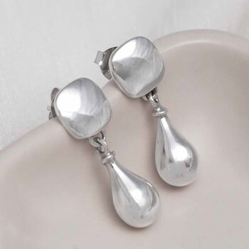 Sterling Silver Rain Droplet Studs, 3 of 6