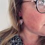 Glitter Heart Embroidered Fabric Hoop Earrings, thumbnail 3 of 5
