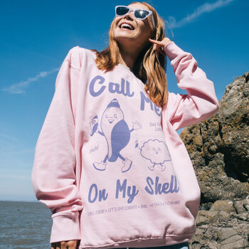 Call Me On My Shell Womens Staycation Slogan Sweatshirt, 4 of 4