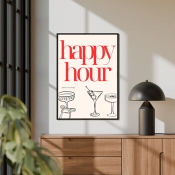 A4 Food And Drink Print, Happy Hour, Cheers Darling Red, 3 of 5