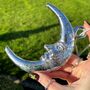 Silver Glass Man In The Moon Hanging Decoration, thumbnail 2 of 5