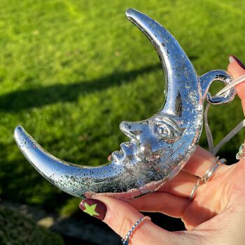 Silver Glass Man In The Moon Hanging Decoration, 2 of 5
