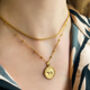 Tigris Gold Plated Engraved Pendant Necklace With Cz, thumbnail 2 of 5