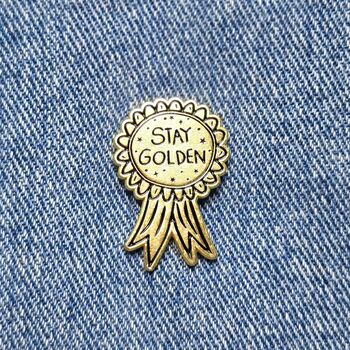 Stay Golden Rosette Award Enamel Pin Badge, 2 of 5