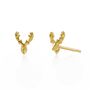 Reindeer Stud Earrings Gold Vermeil, thumbnail 3 of 5
