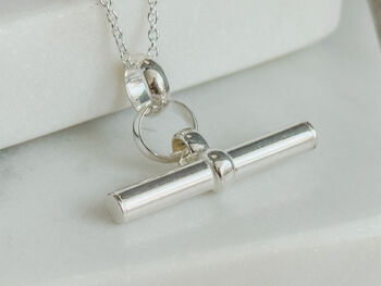Sterling Silver Chunky T Bar Necklace, 3 of 4
