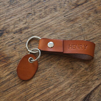 Personalised Leather Key Fob / Key Ring By Hyde Wares