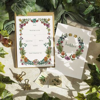 Folk Florals Ready To Write Invitations, 3 of 3
