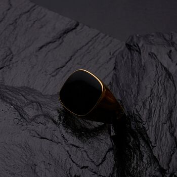 Engravable Gold Black Onyx Signet Ring, 4 of 12