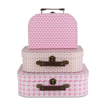 Pink Ditsy Floral Set Of Three Mini Suitcases, 2 of 2