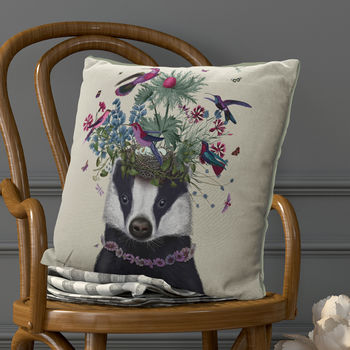 Woodland Badger Decorative Cushion, 2 of 6