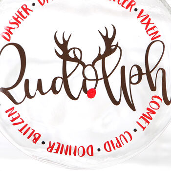 Rudolph Reindeer Glass Christmas Tree Flat Bauble, 2 of 4