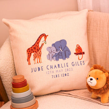 Personalised Baby Animal Cushion Gift For Newborn, 3 of 4