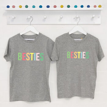 Pastels Besties Matching Kids T Shirts Grey, 2 of 3