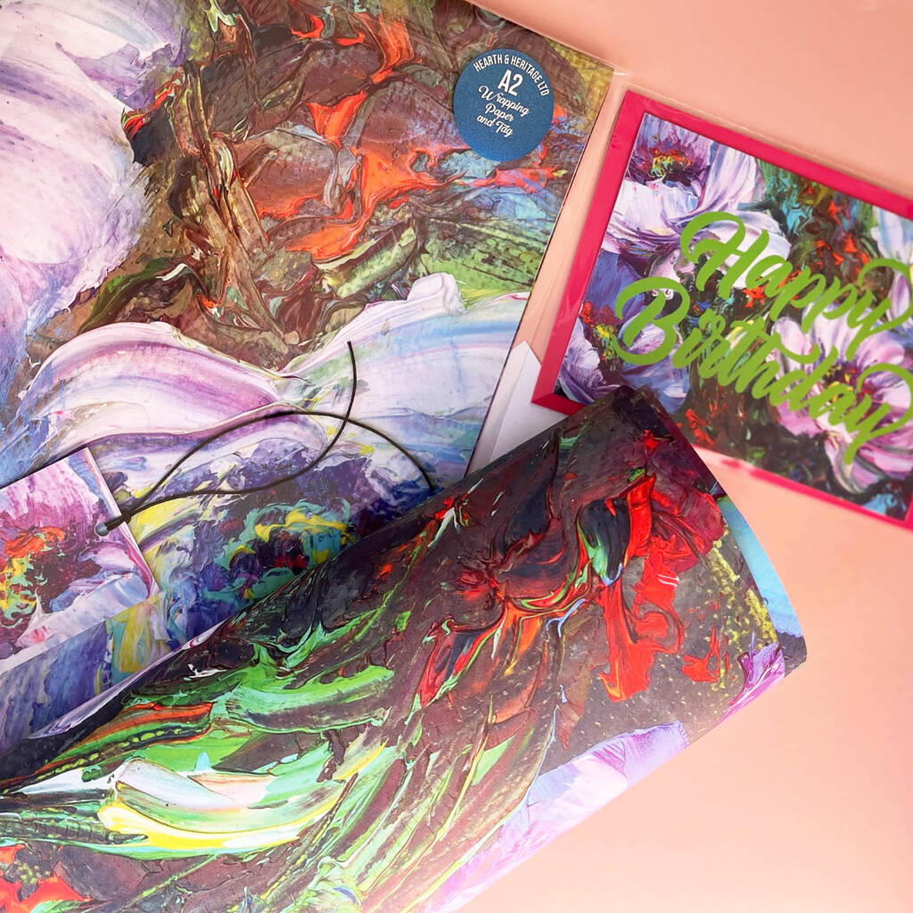 Bright Painted Floral Wrapping Paper Or Gift Wrap Set By Hem Studios