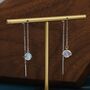 Sterling Silver Frosted Moonstone Planet Threader Earrings, thumbnail 10 of 12