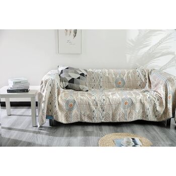 Double Sided Bohemian Sofa Bedspread Throw Blanket, 3 of 7