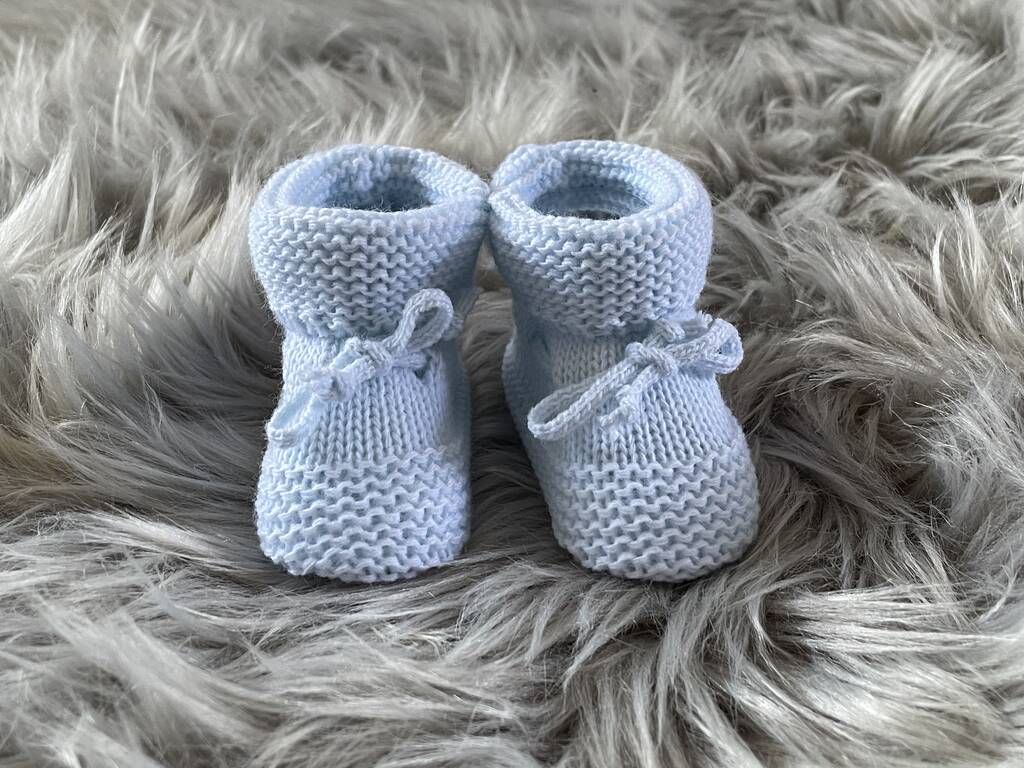 Light Blue Knitted Baby Booties, 1 of 7