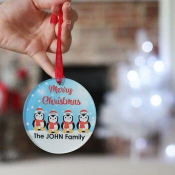 Personalised Family Penguin Christmas Bauble, 2 of 11