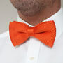 Men's Knitted Bow Tie In Orange | Perfect Wedding Neck Tie For Groomsmen | Gents Woven Tie, thumbnail 1 of 12