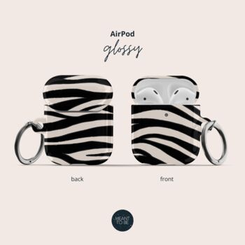 Zebra Print Air Pods Case With Keychain, 3 of 5