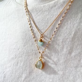 Carved Aquamarine Vintage Chain Necklace, 6 of 9