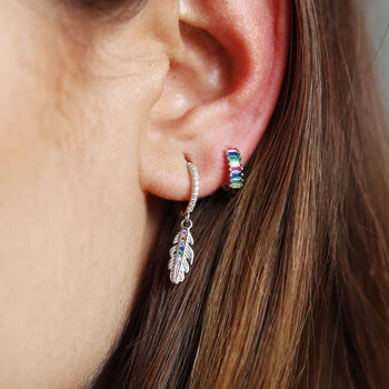 Multi Coloured Sterling Silver Feather Earrings, 3 of 9