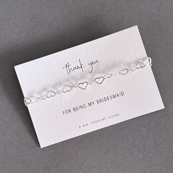 Thank You Bridesmaid Sterling Silver Heart Links Bracelet, 2 of 2