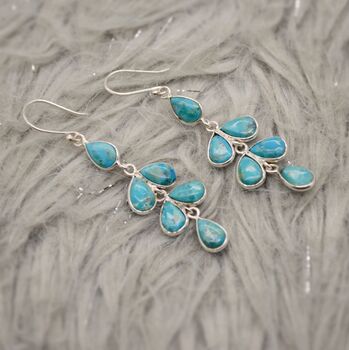 Turquoise Dangle Silver Earrings, 7 of 8