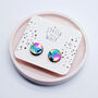 Colourful Abstract Wooden Stud Earrings, thumbnail 3 of 6