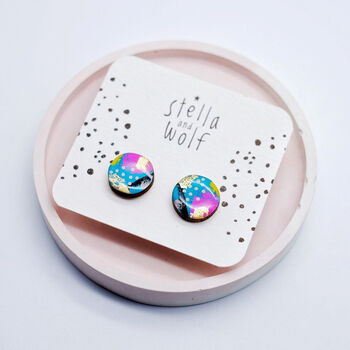 Colourful Abstract Wooden Stud Earrings, 3 of 6