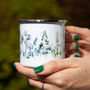 Inky Wildflower Enamel Camping Mug With Personalisation, thumbnail 6 of 12